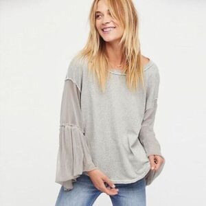 Free People Still Got It Gray Mesh Bell Sleeve
Oversized Boho Top Grey XS